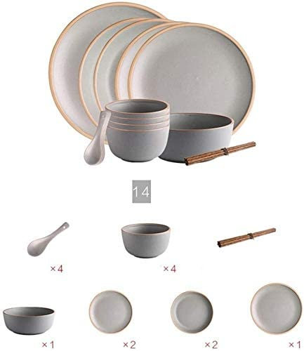 Ensemble de vaisselle, cuisine luxueuse, sans BPA, passe au lave-vaisselle, idée cadeau pour toute occasion (Beige 14) (Beige 21)