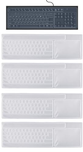 BEIBXHQQ 4 Pieces of Transparent Silicone Keyboard Film, Keyboard Protective Film, Desktop Computer Keyboard Protective Film, Dustproof Keyboard Film, Suitable for 108-Key Computer Keyboard