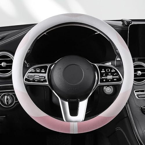 Auto Lenkrad Abdeckung für Subaru SUV Ascent/Crosstrek/Solterra/Tribeca/XV, 38CM Fell Wenden Anti Rutsch Atmungsaktiv O D Form Lenkradschutz Zubehör Innenraum,O-Pink
