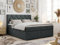 MKS MEBLE Boxspringbett 200x200 mit Matratze und Topper, Boxspringbett mit Bettkasten und Kopfteil- Alda - H4 Dunkelgrau Struktur