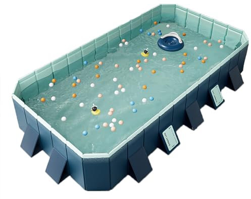 Piscine Pliable sans Gonflable, 6 Tailles de piscines familiales, 3 Couleurs de piscines Portables, Piscine extérieure, Jardin, Piscine à balles d'arrière-Cour (XXL)