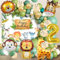 Dschungel Deko Kindergeburtstag 2 Jahr,Tiere Geburtstag Luftballons 80 Pcs,Safari Geburtstagsdeko Ballons,Waldtiere Thema Party Grünes Gold Ballon,Deko 2.Geburtstag Junge Mädchen