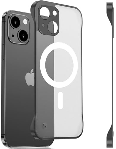 FAOMSEBS for iPhone 15 Case, Borderless Translucent Magnetic Black | Bare Phone Feel, Compatible with MagSafe, Strong Magnet, Slim Fit, Heat Dissipation and Resilient Hard PC Cover for Travel