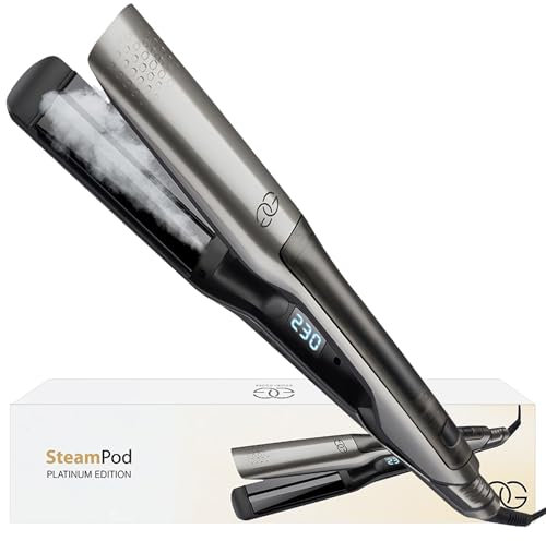 Glätteisen 2-in-1 Professionelles Haarglätter Lockenstab GOLDEN GOODS - Dampf & 42mm Breite Titanplatten Keramikbeschichtigung, LCD-Display, 25s schnelles Aufheizen &10 Temperaturstufen 100°C-230°C