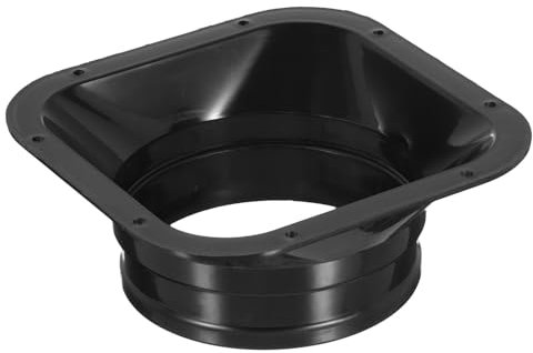 PATIKIL 5 Duct Connector Flange, PP Dryer Vent Wall Plate Square to Round Straight Ducting Plate for Air Heating Cooling Ventilation Exhaust Fan, Black