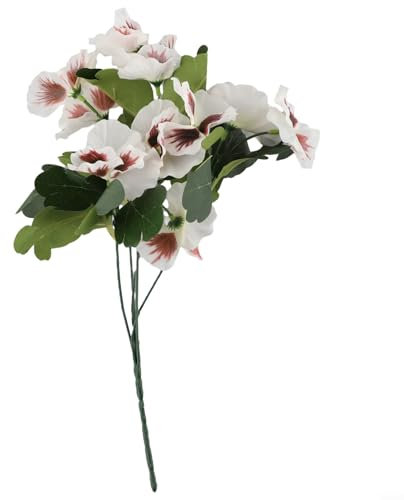 Ramo de flores artificiales de pensamiento, 10 cabezas, 26 cm, para decoración del hogar de bodas, fiestas (blanco)
