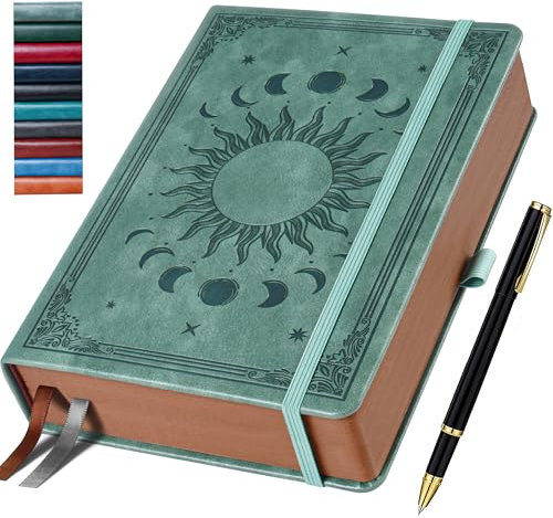 HwxBen Notizbuch (14.5 x 21 cm) Liniert, 360 Seiten – Tagebuch für Erwachsene mit Stift, PU Leder Hardcover Notizblock – Ideal als Geschenk für Familie und Freunde – Premium Grau