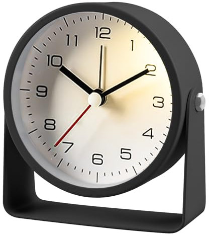 BAIFULAI Wecker Analog, Analoger Wecker Ohne Ticken, Nachttisch-Wecker mit Licht&Metallsockel, Tischuhr, Alarm Clock, Reisewecker, modernes Design, Batteriebetrieben (Enthält Nicht)