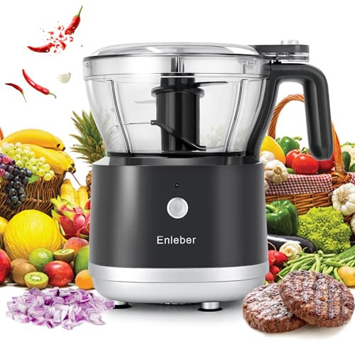 Enleber Mini Food Processor Electric Food Processors & Vegetable Chopper Electric Fruit & Vegetable Mini Chopper 4 Stainless Steel Blades 1000ml black