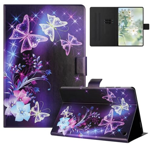 Mldjomid Hülle Kompatibel mit Amazon Fire HD 10/10 Plus Tablet (13./11. Generation, 2023/2021) 10,1 Schutzhülle PU Leder Multi-Winkel Folio mit Auto Schlaf/Wach Flip Tablette Case,Lila Schmetterling