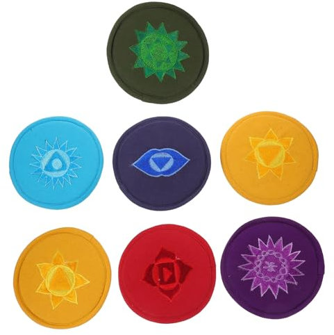 VICASKY Besticktes Klangschalenkissen Tibetisches Schüssel Pad Aus Polyester 7 Stück Mittelgroß Buddhistisches Meditationszubehör Für Yoga Und Klangbäder