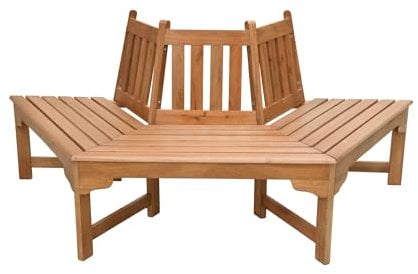 Garden Pleasure Eukalyptus Baumbankhälfte Ontario Beige Baumbank Bank Sitzbank Eukalyptus, Geölt Maße ca.: L155xB78xH78cm