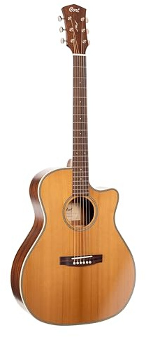 Cort Essence Series ES-GA4 Grand Auditorium Cutaway Acoustic Electric Guitar, Natural Semi Gloss (GA4NSG)