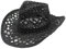 Chapeaux Western Femme, Chapeau de Cowboy en Paille Tissée d'été, Respirant de Plage Large Largeur Western Hat de Cowboy Classique pour Unisex-Adultes Accessoire de Mod (Black, One Size)