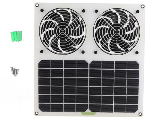 Ventilateur alimenté par panneau solaire 12 pouces double ventilateur 100W ventilateur d'échappement solaire pour poulet maison en serre ABS monocristallins silicium 28x30x3cm