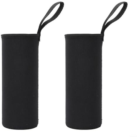 Springwillfly 2 bolsas para botellas, bolsas aisladas para tazas, botella térmica, fundas aisladas, deportes al aire libre, camping, senderismo (550 ml, negro)