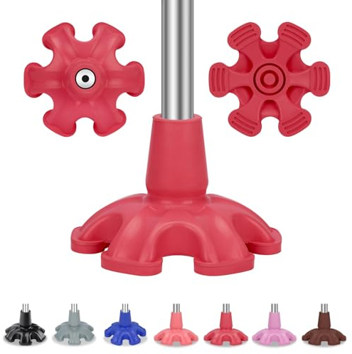 supregear Gummi Stockspitze - Selbststehende 6 Ping Unterstützung Gummipuffer für Walking Stick & Cane - Heavy Duty Fußpolster für Offset Quad Stativ Ersatz Zubehör, 19mm, Rot