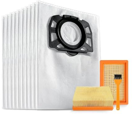 Lot De 10 Sacs D'aspirateur KFI 487 Avec 2 Filtres KFI 4410 Compatibles Avec Les Aspirateurs Karcher WD4, WD5, WD6, WD5P, WD6P MV4 2.863-006.0 Et 2.863-005.0 A62X