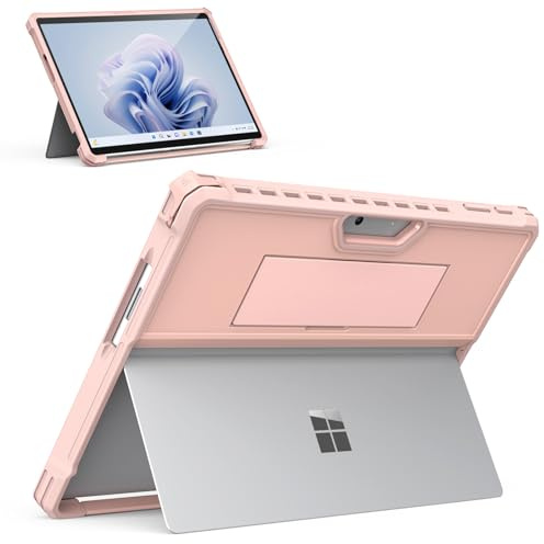 MoKo Hülle für 13 Zoll Surface Pro 12th 2026, Surface Pro 11/10/ 9, Rosá | All In One Schutzhülle für Microsoft Surface Pro 11 2024, Handschlaufe, Präziser Schnitt, Kompatibel mit Type Cover Tastatur