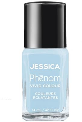JESSICA Phēnom Vivid Colour Nail Polish | Long Lasting Gel Effect Nail Polish, 10-Day Chip-Free Gel-Like Shine | Pigmented Shades, No Lamp Needed | Serene Blue Crème | Blue-tiful Day | 14ml