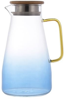 1.8L Glass Water Pitcher with Lid - Heat Resistant Carafe for Fridge - Clear Jug for Homemade Juice Iced Tea Milk Wine & Beverages - Stylish & Functional Drink Dispenser