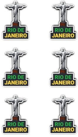 Aufkleber: 50 mm, 6 Stück - Vinyl Aufkleber Set Reise Rio de Janeiro Brasilien Cristo Redentor 50mm 6 Stück wasserfest