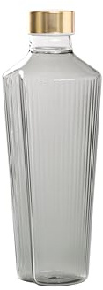 Zafferano Handy Flasche aus Borosilikatglas, 90 cl, italienisches Design, mit austauschbaren goldfarbenen und silbernen Deckeln für glattes und sprudelndes Wasser, umweltfreundliche Geschenkbox (grau)