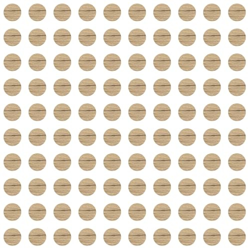 cyclingcolors 100x Selbstklebende Schraubenabdeckkappen Ø14 mm – Schutzkappen Möbel Tisch Stuhl Haushalt DIY – Eiche Halifax