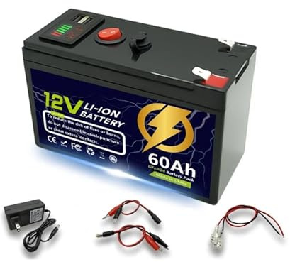 Batteria al litio LiFeP04 da 12 V 60-150 Ah con BMS integrato for applicazioni di ricarica solare, fishfinder, campeggio all'aperto, marine e fuori rete(12V 60Ah)