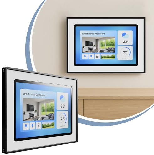 Cleverstation Tablet Wandhalterung für iPad mini 6./7. Generation (8,3 Zoll, 2021/2024) - Passgenaue & Flache Bilderrahmen-Optik für Smart Home Display - Feste Montage mit Kabelführung - Schwarz