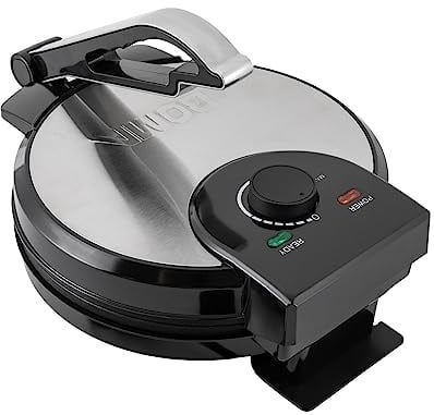 1200W Elektrischer Bäcker, Elektrische Tortilla und Fladenbrot Presse aus Edelstahl mit Intelligenter Temperaturkontrolle für Chapati, Naan, Pfannkuchen, Omeletts Perfekt für Moderne Haushaltsküche