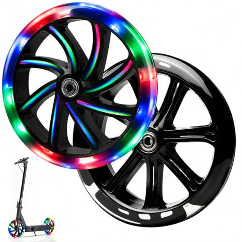 Infreecs 200mm Scooter Rollen, 2 Stück Leuchtende Stunt Scooter Rollen | LED Scooter Räder mit ABEC-7 Kugellager, Scooter Ersatzräder für Cityroller und Kickscooter, Rutschfest & Langlebig