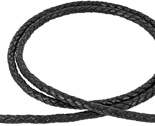 Auroris - Lederband geflochten - Durchmesser/Farbe/Länge wählbar - Variante: Ø 6mm / schwarz / 1m