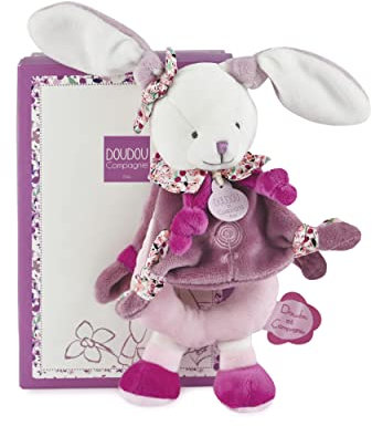 DOUDOU ET COMPAGNIE - Hochet - Cerise le Lapin - Boîte Cadeau - Doudou Rose - Grelot - Idée Cadeau de Naissance Fille - Garantie Doudou Perdu - DC2700