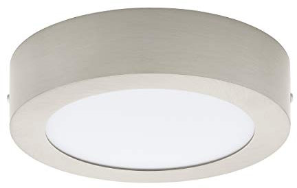 EGLO LED Deckenleuchte Fueva 1, 1 flammige Deckenlampe, Material: Metallguss, Kunststoff, Farbe: Nickel matt, weiß, Ø: 17 cm, warmweiß