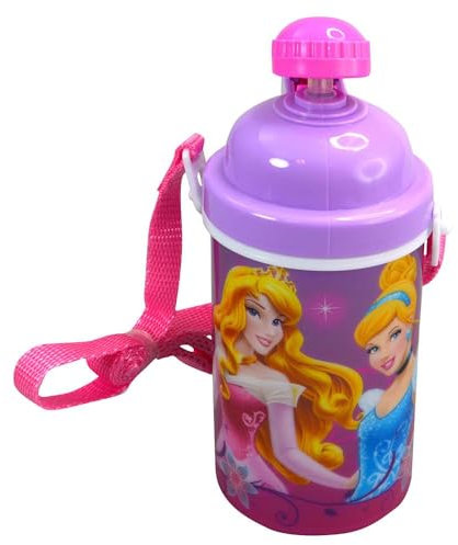 Disney Princess Cinderella Auora Belle Canteen w/ Popup Lid & Straps Water Bottle Tumbler Cup