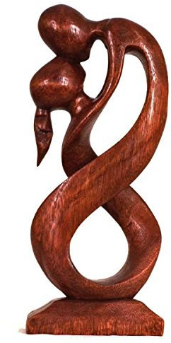 Simandra Holz Figur Skulptur Abstrakt Holzfigur Statue Afrika Asia Handarbeit Deko Hingabe Größe 20 cm