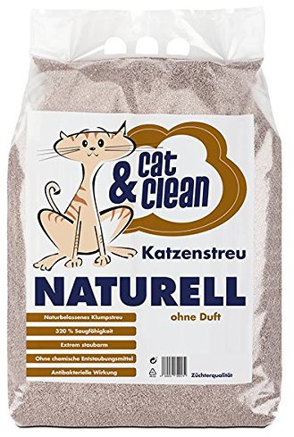 Cat & Clean Katzenstreu Der Extraklasse Klumpendes Einstreu Extrem Saugfähig Naturprodukt Aus Bentonit 30Kg (Naturell)