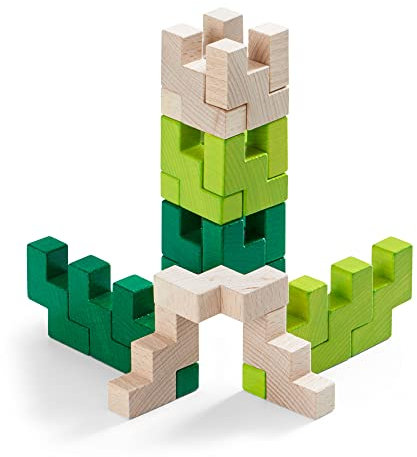 HABA 304410-3D-Legespiel Viridis, 21 Holzbausteine in 3 Farben für kreatives Legen und Bauen in alle Richtungen, Spielzeug ab 3 Jahren