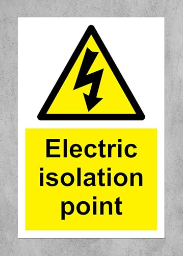 Electric isolation point Safety sign - 1.2mm Rigid plastic 150mm x 100mm