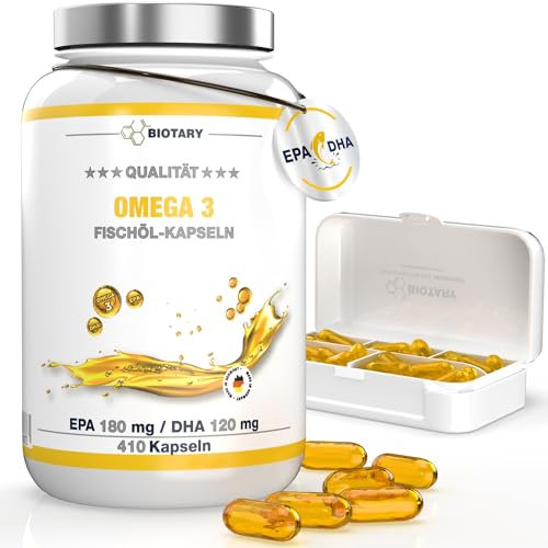 Oméga 3 Huile de poissons | Sauvages 4000 mg | 400 gélules | Pilulier | 720 mg EPA + 480 mg DHA par dose quotidienne | sans additifs | très haute pureté et biodisponibilité
