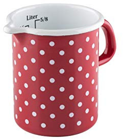 Riess, 0337-077, Küchenmaß 9, COUNTRY - PÜNKTCHEN ROT, Durchmesser 9 cm, Höhe 12 cm, Inhalt 0.5 Liter, Emaille, rot/weiß, Induktion