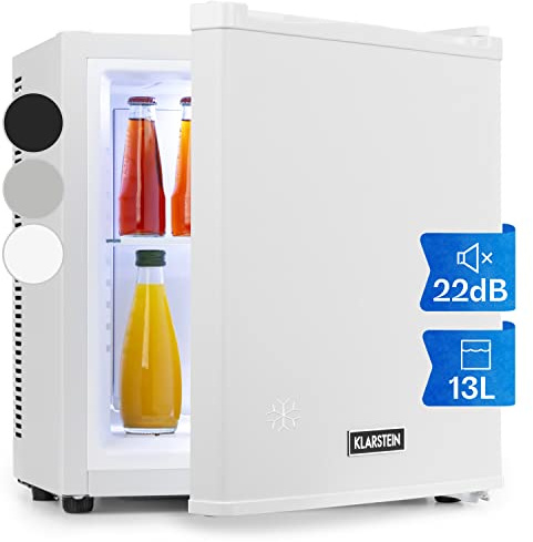 Klarstein Mini Kühlschrank für Zimmer, 13L Mini-Kühlschrank für Getränke & Kosmetik, Kleine Minibar, Klein & Leise, Verstellbare Ablage, Kleiner Skincare 5-15°C