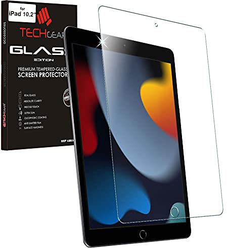 TECHGEAR iPad 10.2 2021/2020 / 2019 Verre Trempé, Protecteur d'Écran en Verre Trempé [2.5D Bord Arrondi] [Dureté 9H] [Clair Crystal] [Anti Rayures] [Sans Bulles] Verre Trempé iPad 9, iPad 8, iPad 7