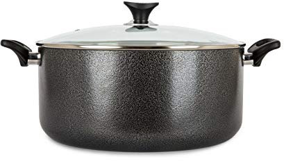Professional Non Stick Stock Pot Casserole Pan Twin Handles with Tempered Glass Lid (22cm)