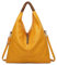 OBC Damen Tasche Shopper Schultertasche Handtasche Umhängetasche Freizeittasche Leder Optik Beuteltasche Gelb (Ocker)