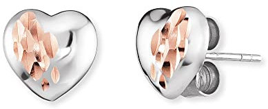 Engelsrufer Damen Ohrstecker Herz Bicolor aus Sterling Silber in silber und roségold - Steckverschluss - nickelfrei - 9mm