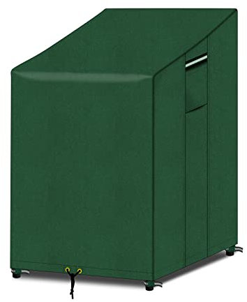 PATIO PLUS Garden Chair Cover with Air Vent, 600D Oxford Fabric Waterproof Outdoor Stacking Chair Cover 65x65x80/120cm (Green)