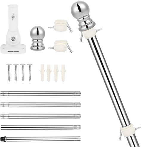 1Set Adjustable Flag Pole Holder Kit with Mounting Bracket Outdoor Flagpole Stand for Garden Easy Installation Prevents Twisting and Wrapping for Displaying Flags