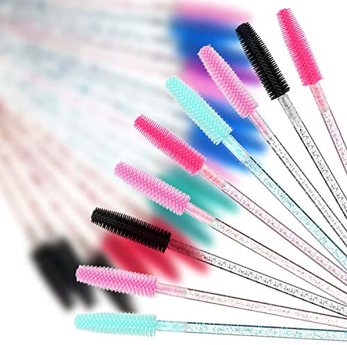 HKJHKJ Silicone Disposable Eyelash Brushes,50 PCS Multicolor Mascara Wands Reusable Spoolies Eyebrow Comb Lash Brush Disposable Makeup Brushes Silicone Eyelash Stick for Eyelash Extensions